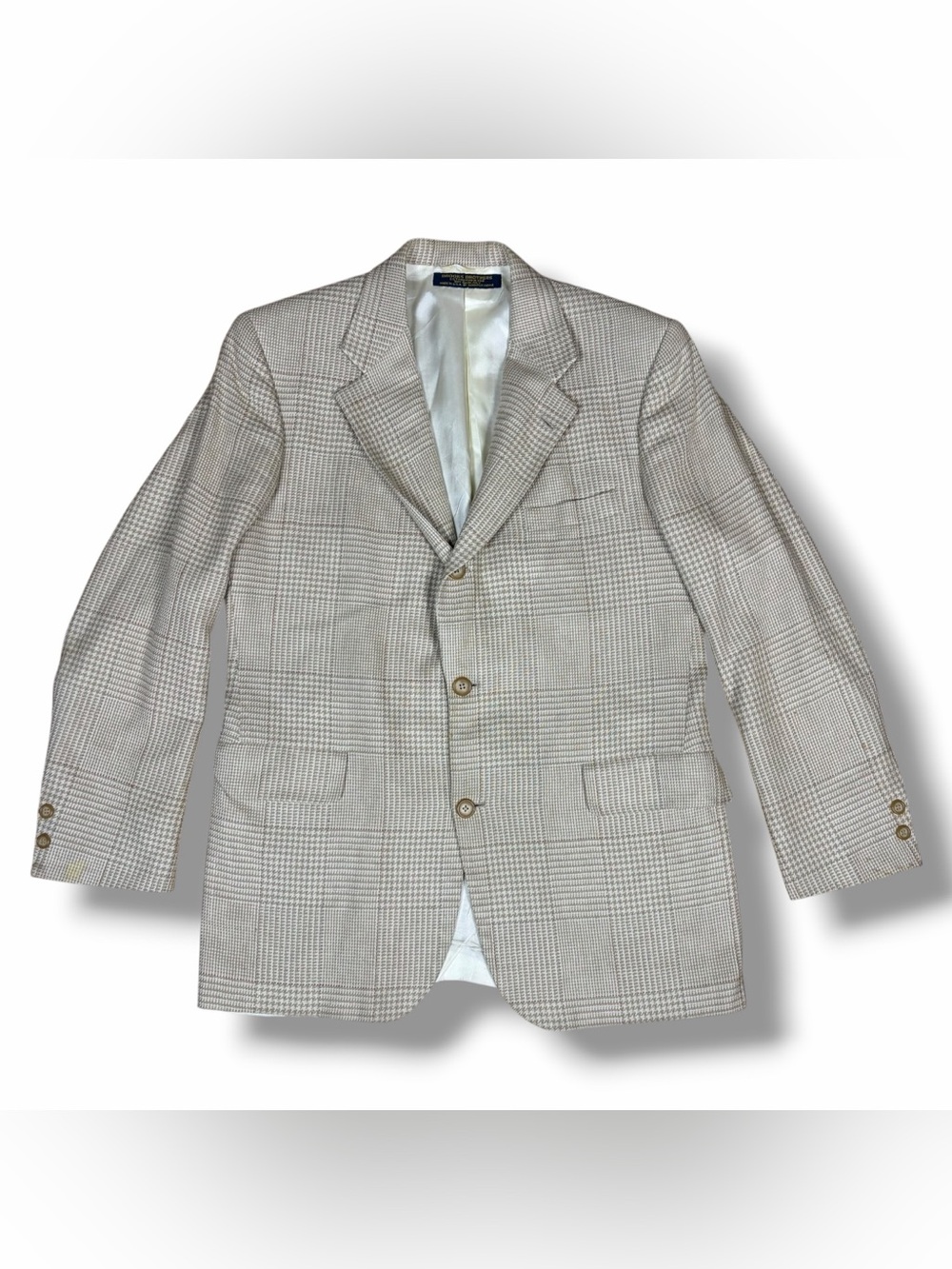 VTG Brooks Brothers Blazer Plaid Light Brown Preppy Academia Classic USA 40R